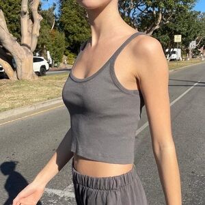 Brandy Melville Gray Cropped Tank Top